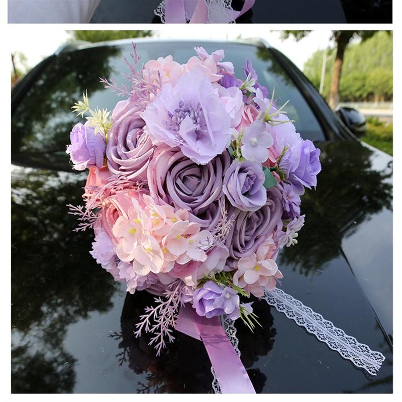 紫色手捧花仿真手捧花新娘手捧花伴娘捧花结婚手捧花迎亲捧花