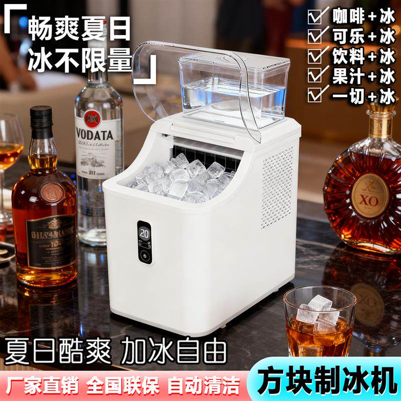 110V小型家用商用制冰机奶茶店咖啡店摆摊KTV自动制冰方冰造冰机