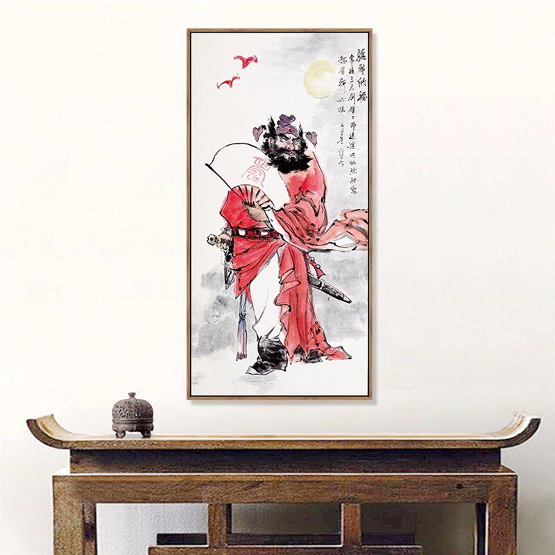 新中式玄关装饰画钟馗国画钟魁神像挂画水墨年画门神镇宅客厅壁画