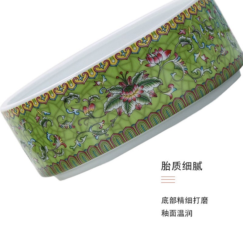 珐琅彩大号茶洗陶瓷笔洗水洗茶碗水盂功夫茶具家用茶道配件洗茶缸