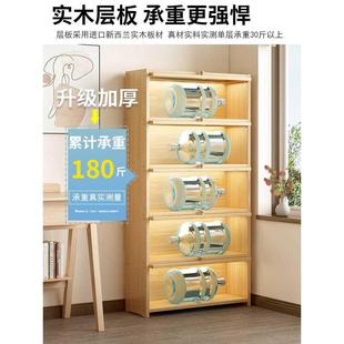简易多功能置物架多层大容量带门防尘书柜 儿童书架家用实木落地式