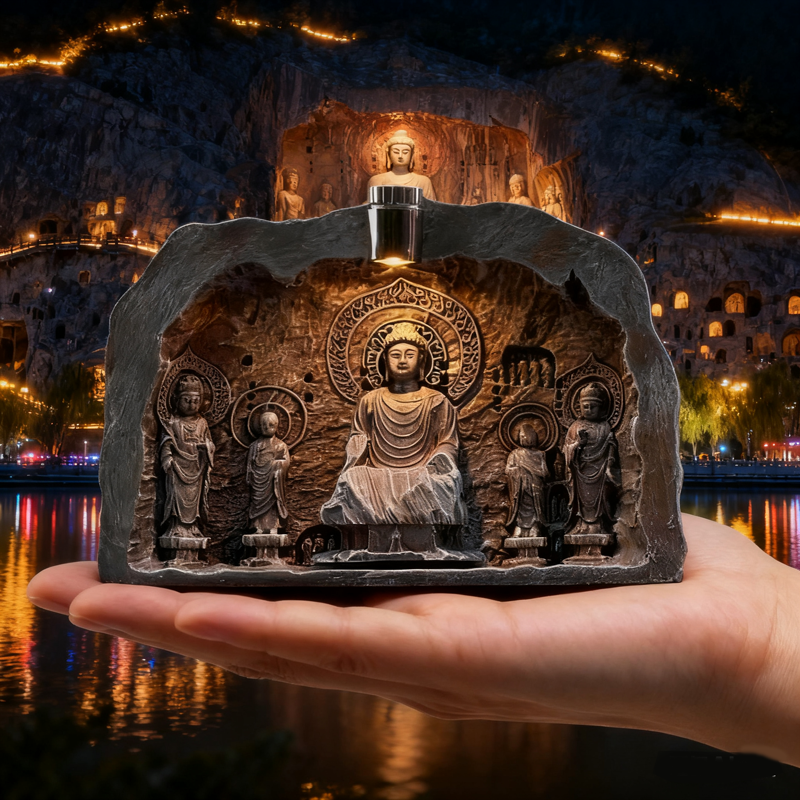 河南洛阳龙门石窟浮雕冰箱