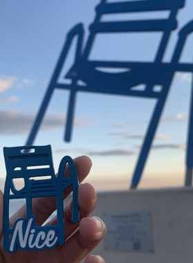 法国巴黎尼斯蓝色沙滩椅子冰箱贴金属礼品旅游纪念品创意伴手礼物