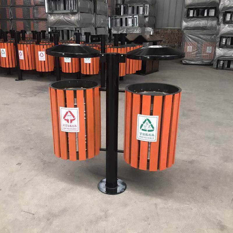 厂家定户外钢木双通垃圾桶圆形立柱式公园分类果皮箱实木垃圾桶,基础建材,不锈钢垃圾桶,淘宝优惠券,粉丝福利购,淘宝优惠卷