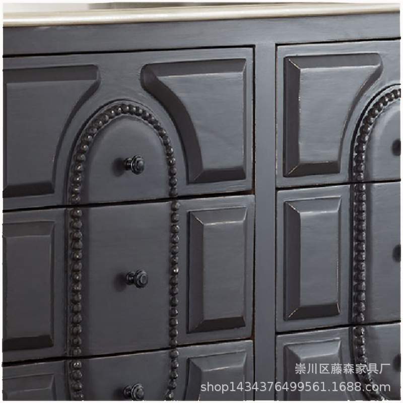 美式乡村仿古玄关柜欧式雕花餐边柜法式简约储物柜
