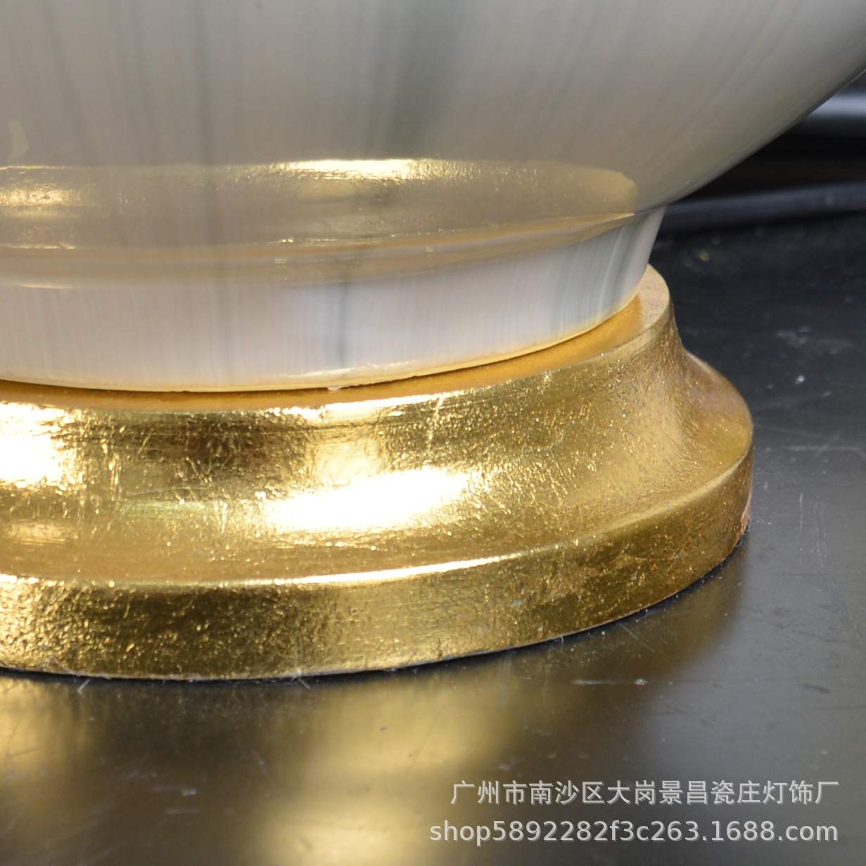 广州景昌 新中式挂色釉手工上釉 高温陶瓷台灯 客厅书房卧室摆件