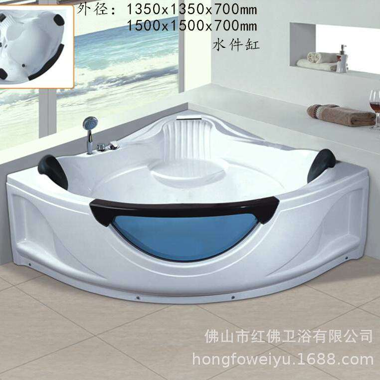 双人扇形情侣浴池三角钻石形成人浴盆家用小户型转角浴缸