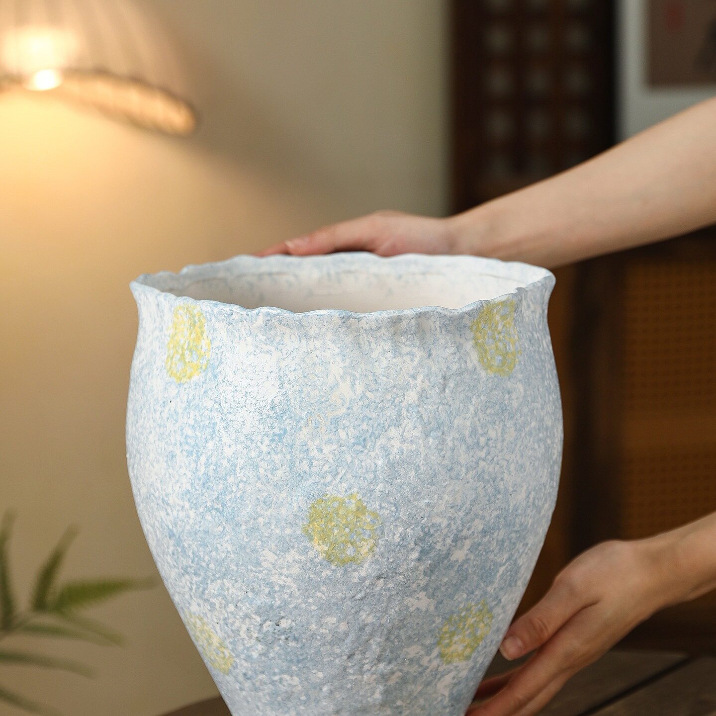 中式复古陶瓷圆形大口径花盆室内客厅兰花绣球君子兰盆栽摆件装饰