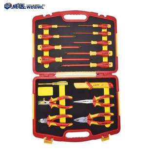文登威达15 25件绝缘维修工具组套VDE耐压多组合电工工具箱