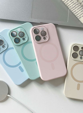 磁吸液态硅胶壳适用于苹果15pro防摔16promax不粘毛iPhone14plus女全包镜头膜13男MagSafe充电12情侣11保护壳