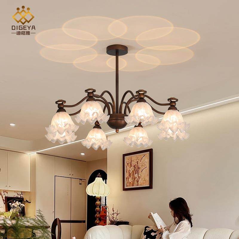 美式田园客厅吊灯创意网红铃兰射灯法式灯复古灯具中古餐厅卧室灯