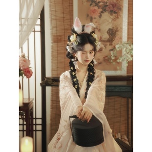 玉兔公主cos兔耳朵发饰对夹古风汉服配饰中秋节氛围感拍照道具