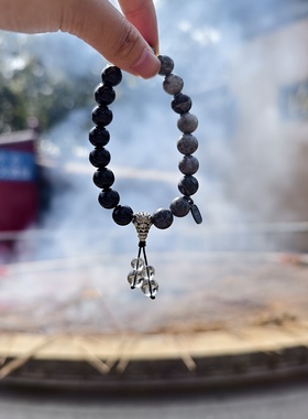 南京鸡鸣代寄情侣款黑灰双拼手串手链男款顺遂送男生礼物情侣