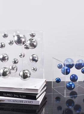 简约欧式轻奢压克力罩子球摆件客厅电视柜样品屋展示中心样板房桌