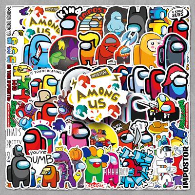 50张Among US贴纸太空人游戏周边无痕笔记本手账本行李箱贴纸