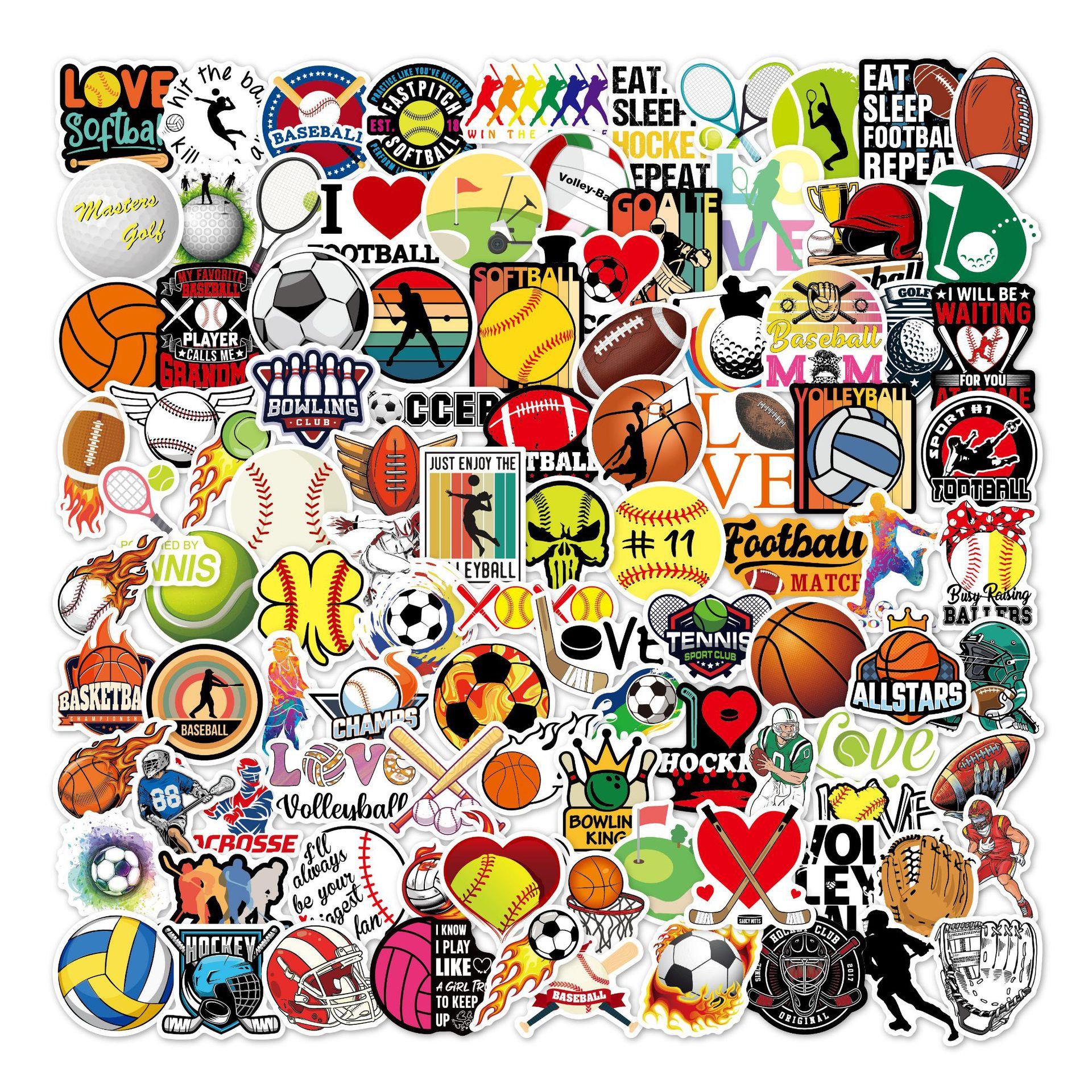 跨境球类贴纸100张防水体育运动橄榄球足球篮球diy行李箱棒球贴纸