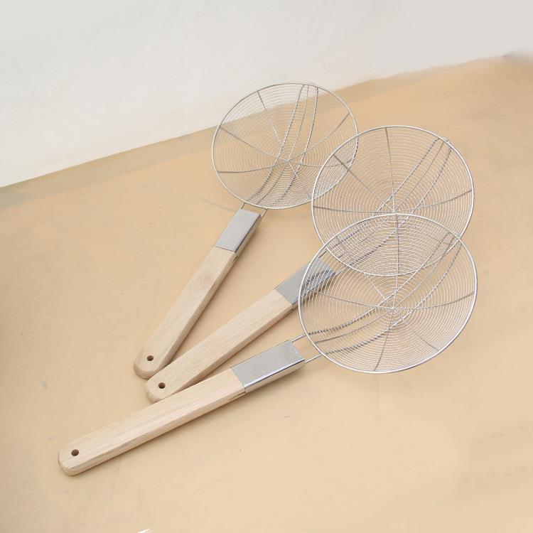 厂家直销 厨房用不锈钢线油漏 大木柄不锈钢网漏面捞 木柄漏勺