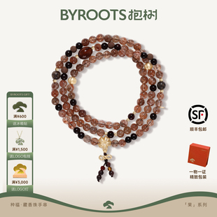 BYROOTS 抱树种福108颗念珠藏香珠长链女圣诞节新年礼物生日礼物