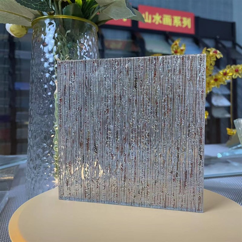 水木纹双层夹丝玻璃移门屏风定制酒店卫生间钢化夹胶艺术玻璃隔断