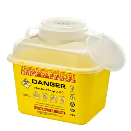 源头厂家加厚黄色7L方形锐器盒利器盒出口版