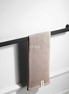 毛巾杆单杆304不锈钢黑色免打孔卫生间毛巾架创意浴巾架轻奢浴室
