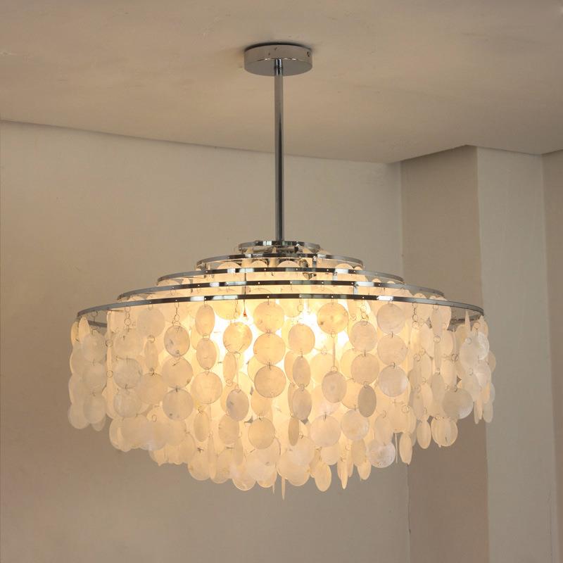 法式奶油风设计师天然贝壳风铃吊灯北欧复古创意民宿客厅书房灯饰