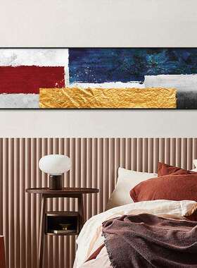 卧室装饰画床头轻奢挂画橙色现代简约抽象创意壁画酒店主卧客厅画