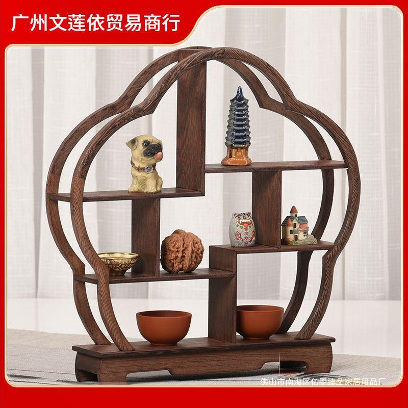 鸡翅木博古架小实木摆件收纳茶具架多宝阁紫砂茶壶展示架子置物架