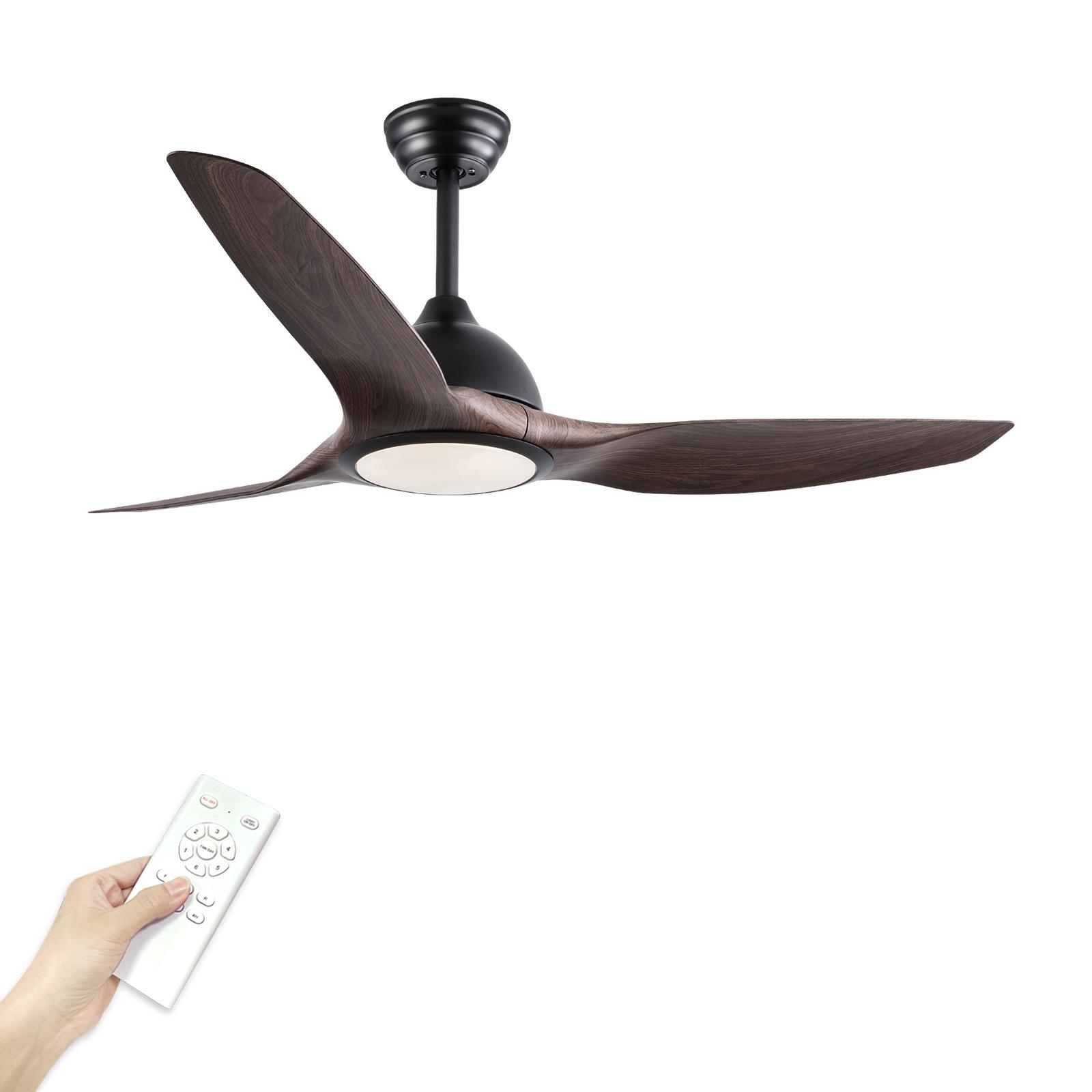 吊扇灯大风力餐厅客厅美式复古52寸ABS木纹色亚马逊跨境新款风扇