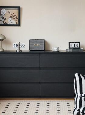 黑色斗柜家用卧室收纳柜大容量简约现代抽屉柜多层储物客厅电视柜