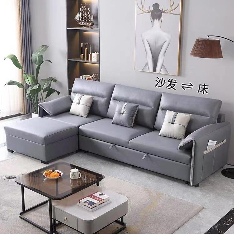 沙发床科技布客厅小户型储物两用折叠抽拉式双三人直排2023年新款