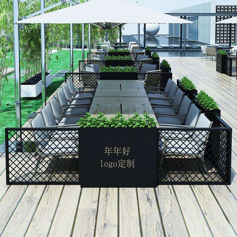 户外铁艺围栏花箱组合道路护栏咖啡商店花架广场外摆花盆简约绿植