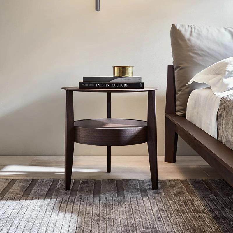 北欧床头柜简约现代储物柜沙发边实木角几边几小圆桌圆几床边柜