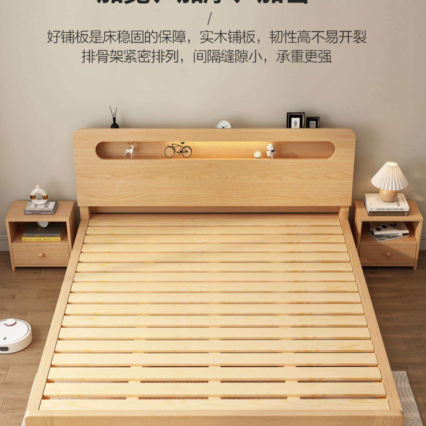 实木床1.5m主卧床1米8双人床出租房用用经济型现代简约家单人床架