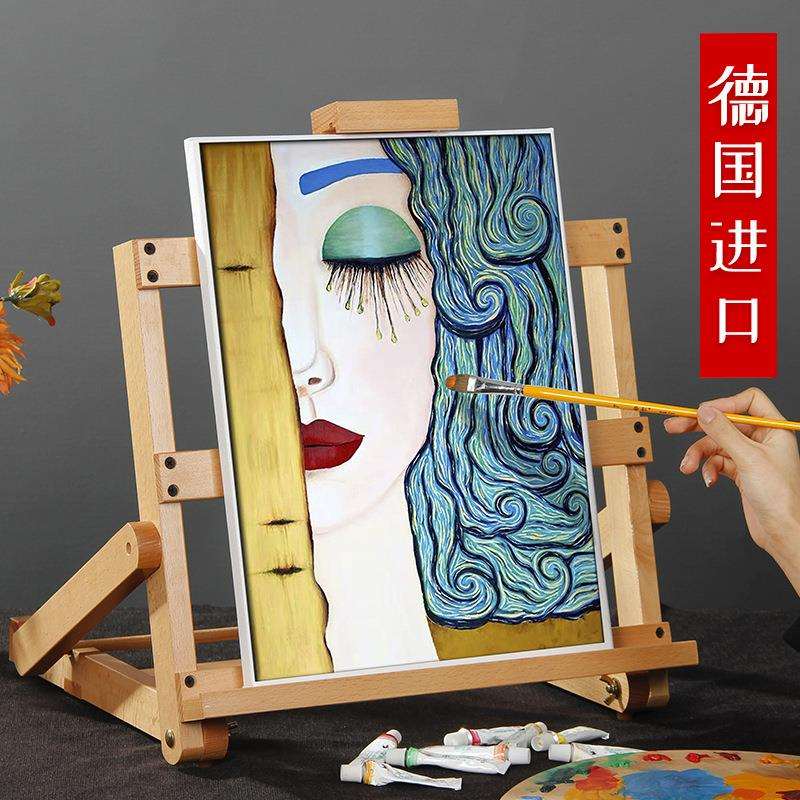 桌面台式画架美术生专用折叠便携式初学者油画架8K画板木制儿童