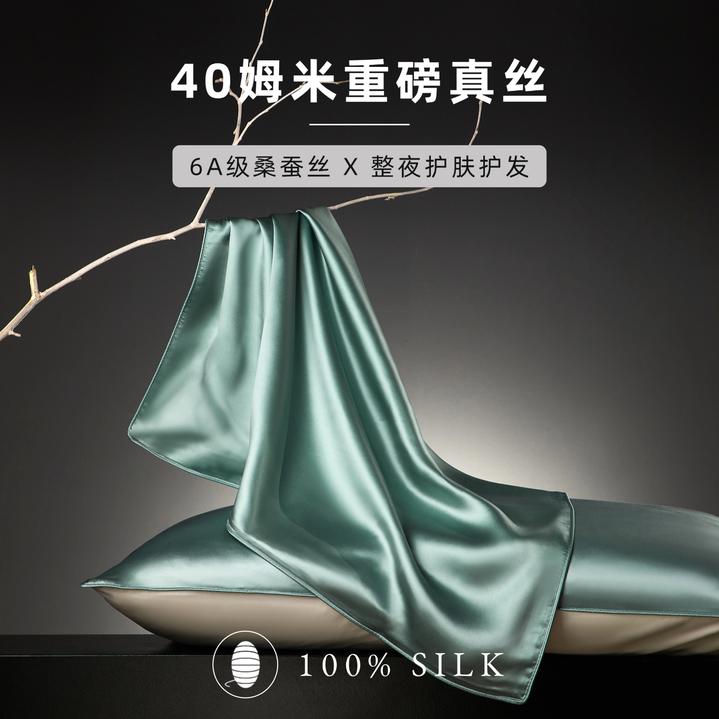真丝枕套一对48x74cm一对装