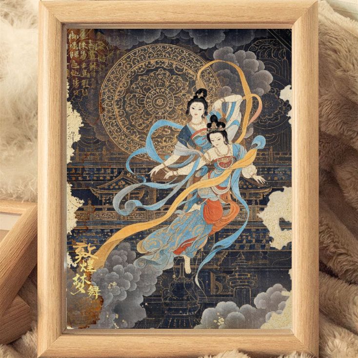 敦煌飞天客厅装饰画玄关相片相框