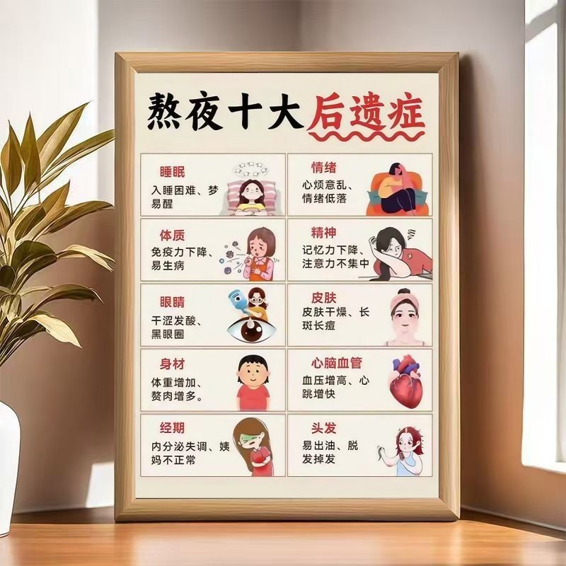 熬夜十大后遗症相框摆台摆件