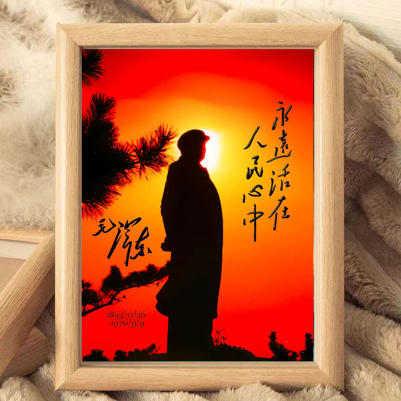 毛主席画像伟人的身影励志文字