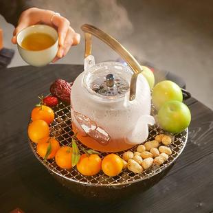 围炉煮茶器具全套家用室内电陶炉烤火炉烤盘烧烤炉煮茶壶套装 新款