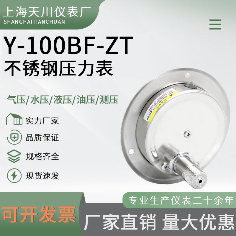 上海天川Y-100BF-Y-10BF-T不0锈钢轴向边压力表带防腐真空压力表Z