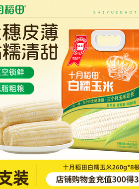 十月稻田白糯玉米260gx8根香糯玉米东北苞米大穗真空包装袋旗舰店