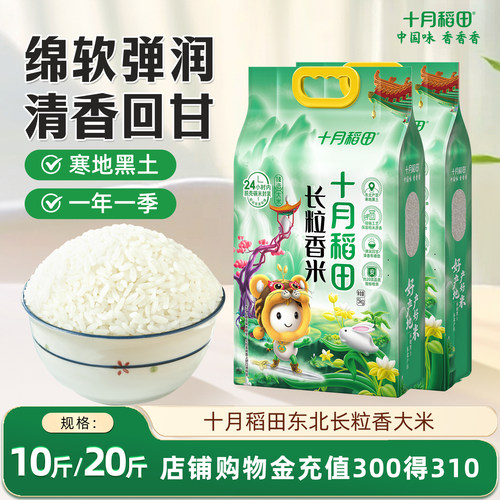 十月稻田长粒香大米5kg*2袋