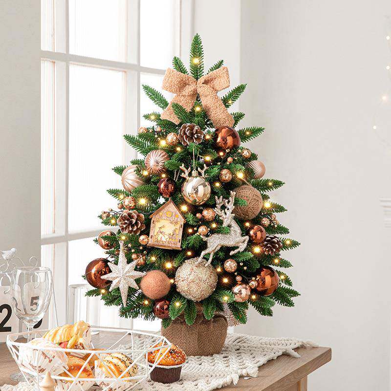 港恒桌面迷你圣诞树摆件家用45/60/90CM套餐树小型圣诞节装饰品