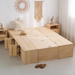 xyt榻榻米木箱拼床小户型卧室床加宽飘窗地台柜实木床高箱储物床