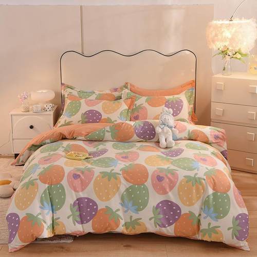 四季通用全棉磨毛加厚四件套纯棉床单被套床笠款三件套柔软亲肤