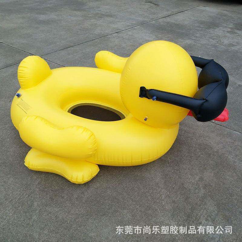 充气网布大黄鸭大嘴鸭坐骑浮排浮床中间漏水墨镜大黄鸭