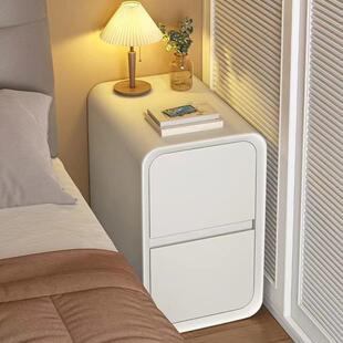 奶油风床头柜实木储物柜小型超窄夹缝20cm主卧床边窄柜简约收纳
