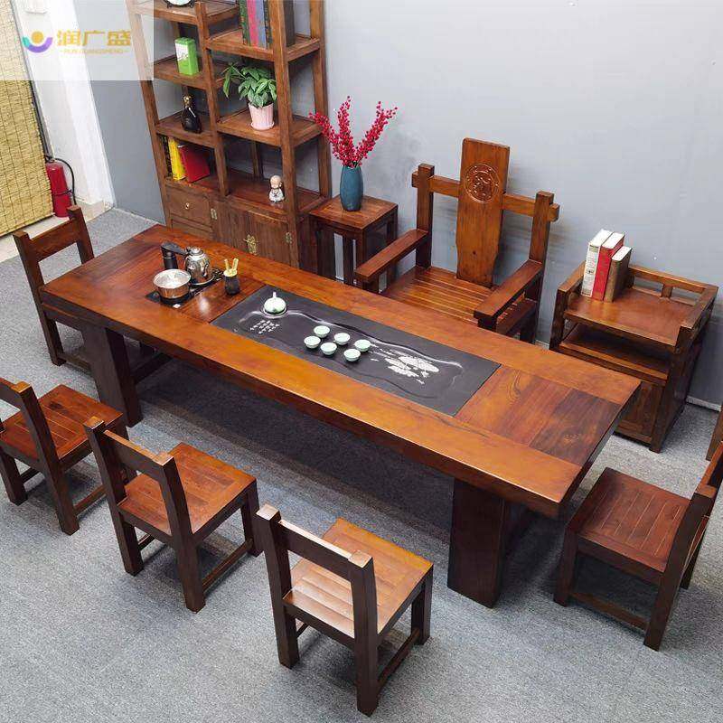 润广盛老船木实木复古茶桌椅海南马占木客厅办公室泡茶茶台大茶桌