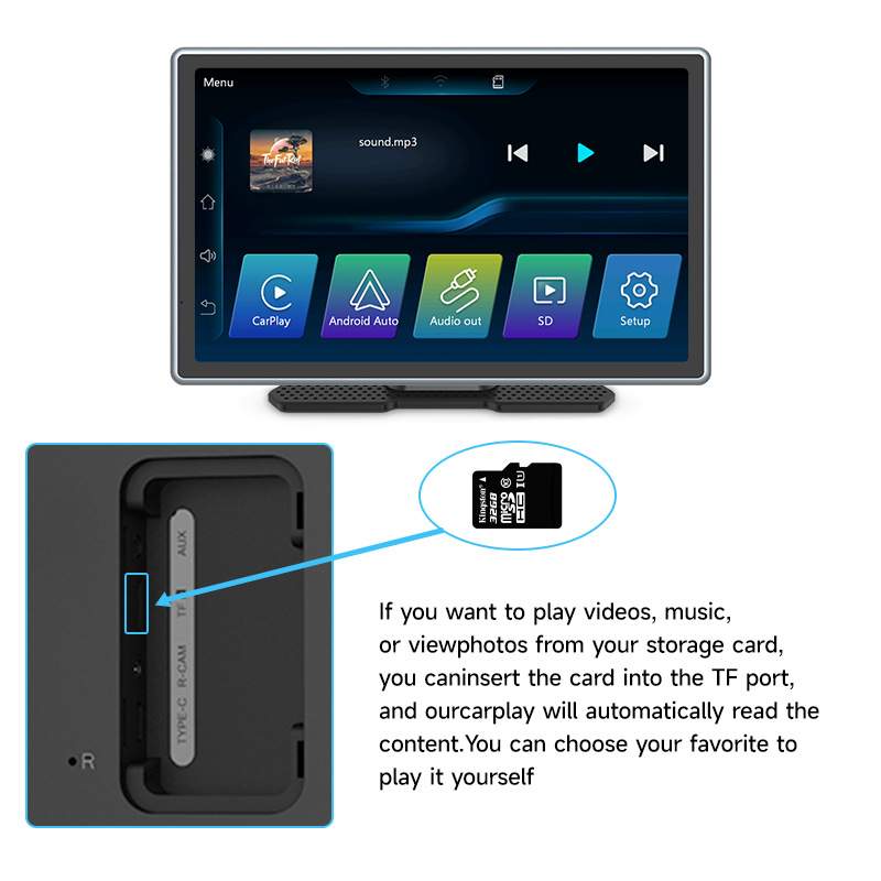 新款麦数9寸便携式车载多媒体无线CARPLAY导航AndroidAuto播放器